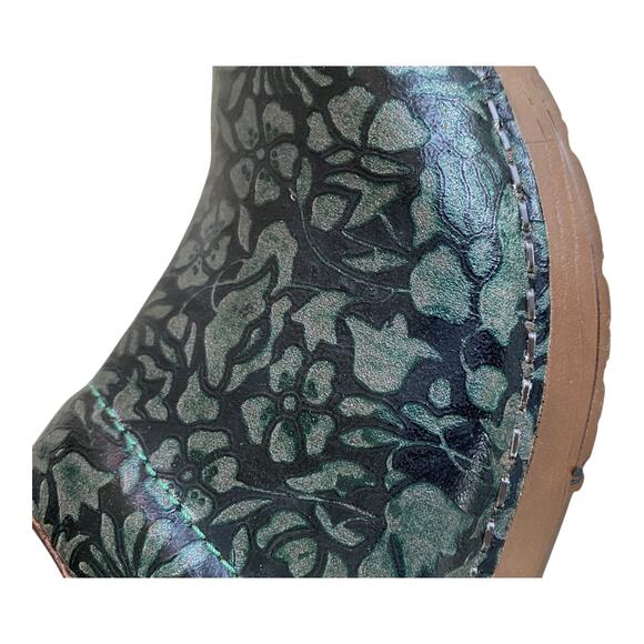 Sanita Green Floral Leather Professional Nursing Work Clogs Women's EU 35 US 4 - Picture 13 of 15